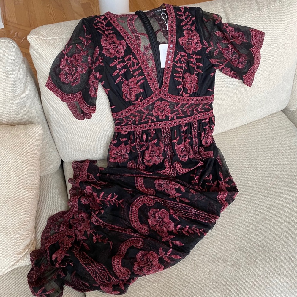 Honey Punch lace maxi dress